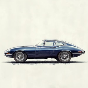 E-Type Jaguar Art Print, Perfect for car enthusiasts or collectors of iconic Cars