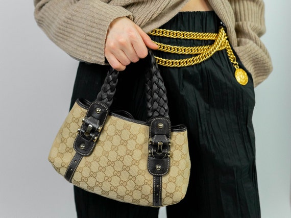 Vintage Gucci Monogram Mini Pelham Shoulder Bag Dark Brown With