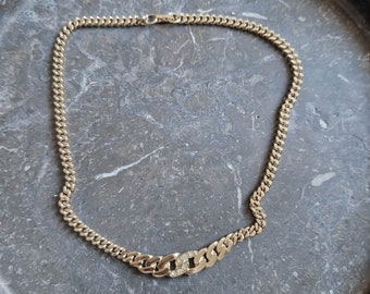 Vintage Avon Rhinestone Necklace: Silver Tone Curb Chain