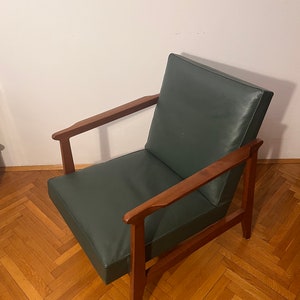 Vintage Lounge Armchair, Leather, Mid Century, Yugoslavian production, Scandinavian inspired