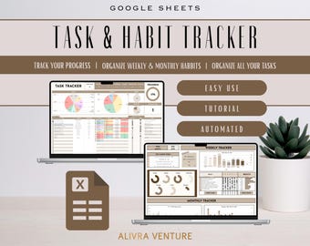 Ultimate Google Sheets Productivity & Habit Tracker sheet Bundle | Task Manager and Goal Planner | Digital Dashboard Organizer