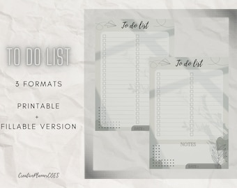To-Do List Printable & Digital PDF – Fillable Planner Pages in A4, A5, B5 Sizes | Productivity Planner, Minimalist Task List