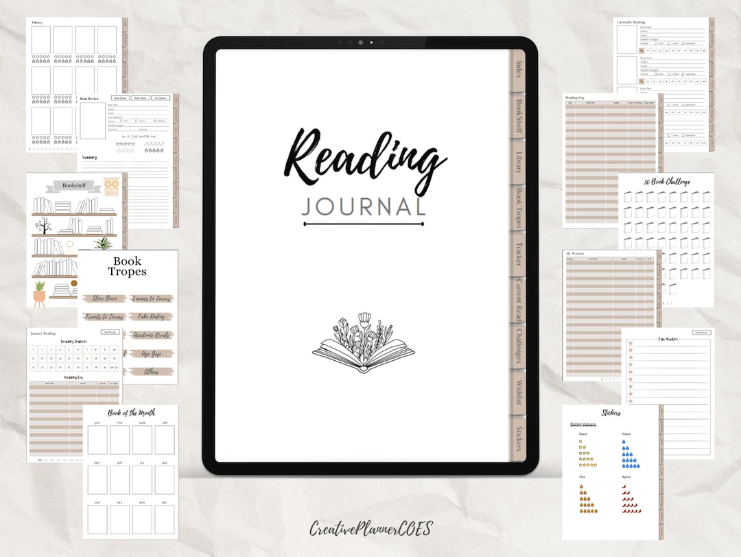 Book Reading Journal Digital Planner for iPad & Android, Gift for Book ...