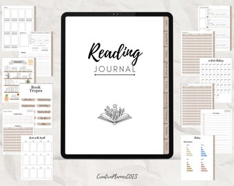 Book Reading Journal Digital planner for iPad & Android, Gift for book lovers with reading tracker and log, book review, bookshelf tracker