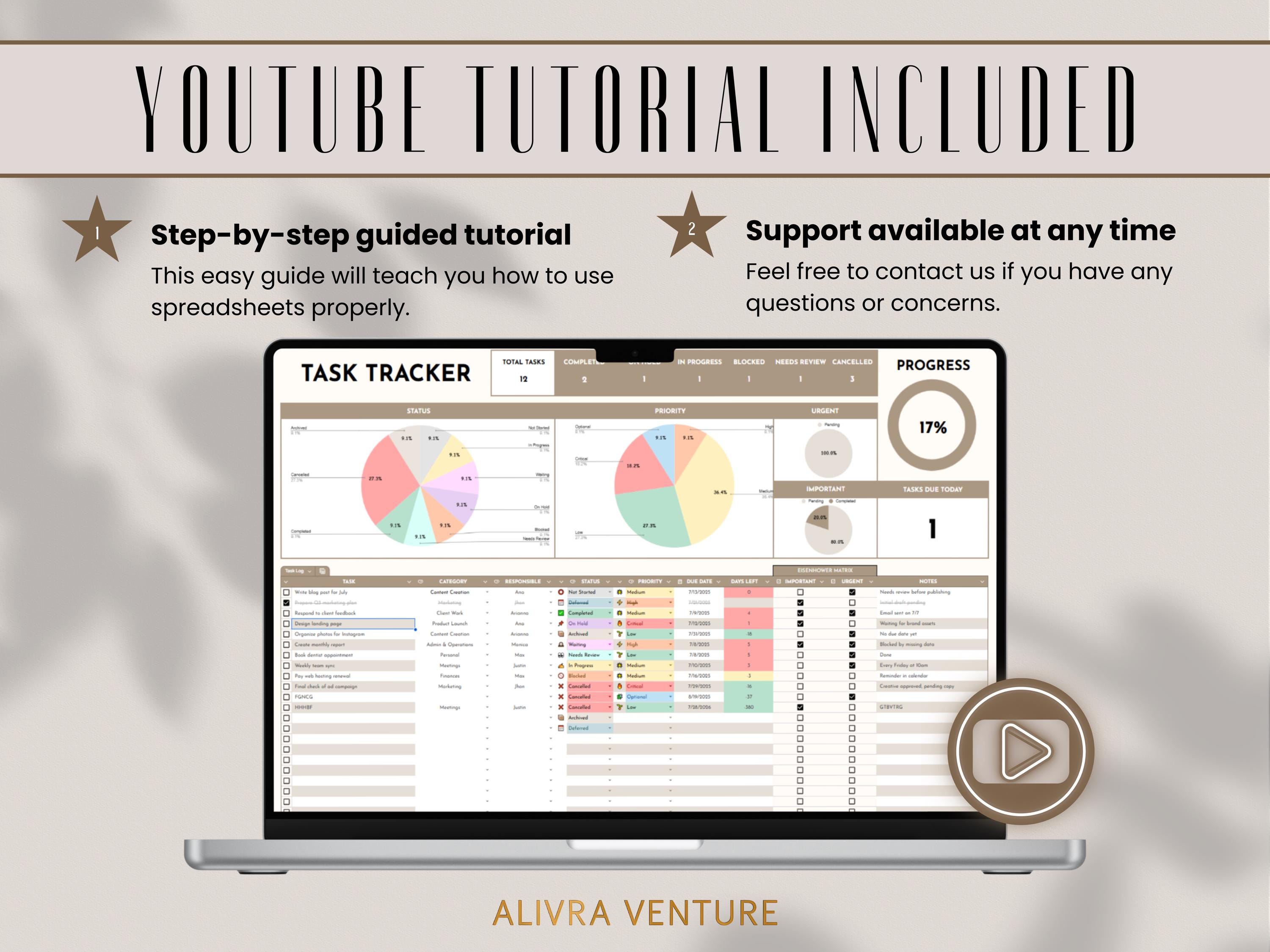 Task Tracker Google Sheets Template Spreadsheet Digital Team Project ...