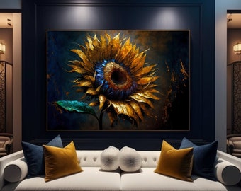 Abstract Sunflower Framed Poster: Modern Floral Wall Art