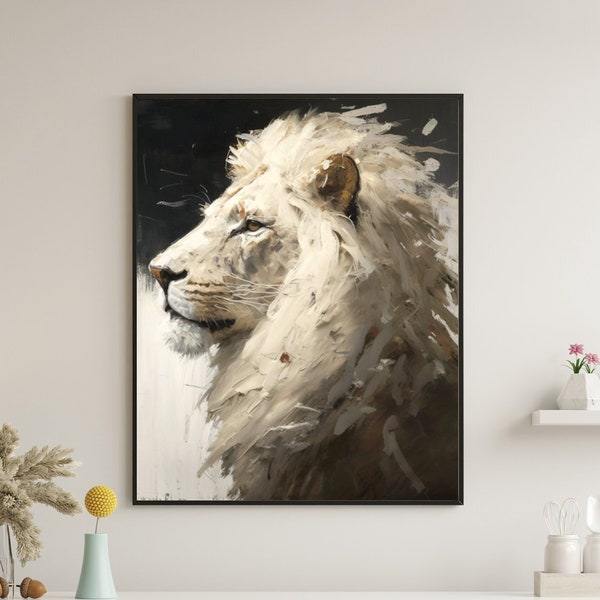 Black and White Lion Art Etsy