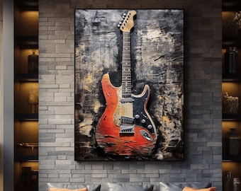 Abstract Guitar Wall Art Print: Modern Music Decor (Digital Download)
