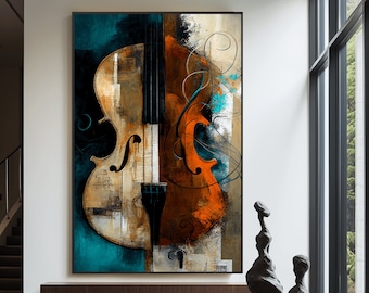 Violin Abstract Digital Print, Violin Wall Art, Abstract Wall Art, Violin Art, Music Painting, Large Wall Art, Wall Decor, Violin Poster