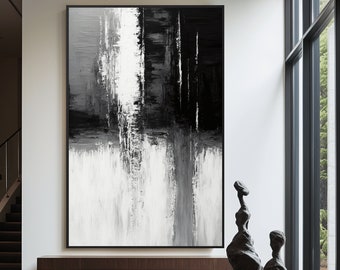 Black and White Abstract Art Canvas Print: Modern Home Decor
