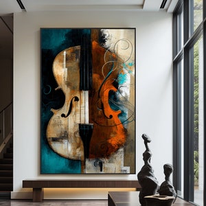 Violin Abstract Digital Print, Violin Wall Art, Abstract Wall Art, Violin Art, Music Painting, Large Wall Art, Wall Decor, Violin Poster