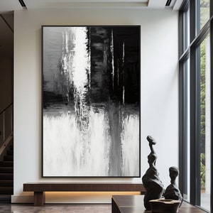 Black and White Abstract Wall Art Canvas,  Black and White, Abstract Art, Black White Art, Black White Canvas Wall Art, Black White Print