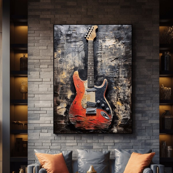 Guitar Digital Print, Guitar, Music Wall Art, Guitar Wall Art, Music, Guitar Decor, Guitar Lover Gift, Guitar Art Print, Abstract Wall Art