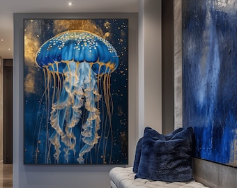 Jellyfish Abstract Art Framed Poster: Ocean Wall Decor