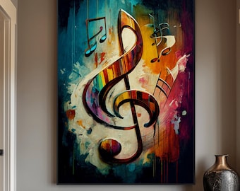 Colorful Music Note Abstract Art Print: Music Room Decor (Digital Download)