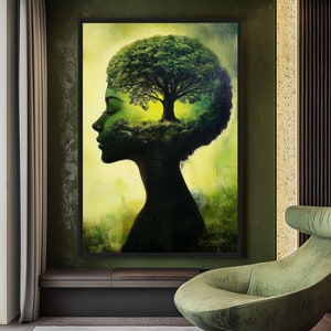 Woman Surreal Art Digital Print, Surreal Tree, Surreal Woman, Whimsical Wall Art, Surreal Wall Art, Surreal Art Print, Woman Art, Wall Art