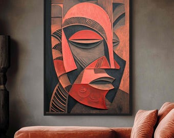Framed African Mask Canvas Art | Modern Tribal Decor
