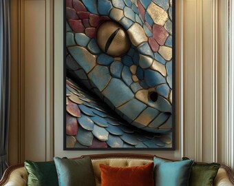 Colorful Snake Print, Abstract Reptile Wall Art (Digital Download)