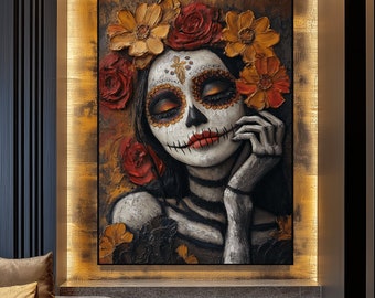 Day Of The Dead Framed Poster, Mexican Folk Art