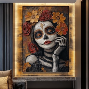 Day Of The Dead Digital Print, Dia De Los Muertos, Dia De Muertos, Mexican Folk Art, Mexican Wall Art, Mexican Decor, Modern Art, Wall Art