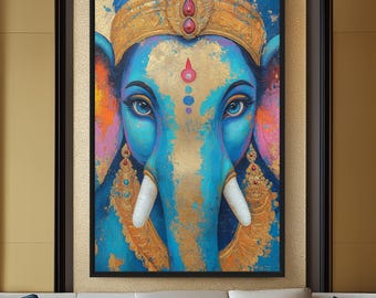 Lord Ganesha Framed Canvas: Hindu God Wall Art