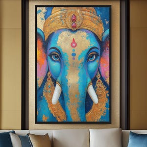 Lord Ganesha Spiritual Art Digital Print, Ganesha Painting, Ganesh Wall Art, Hindu Wall Art, Hindu God, Diwali, Religious Wall Art, Ganesh