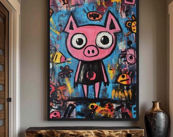 Pop Art Pig Print – Colorful Graffiti Animal Wall Art (Digital Download)