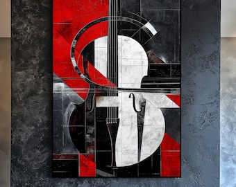 Abstract Violin Art: Modern Music Poster, Framed Wall Art