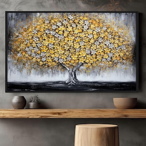 Yellow Tree Abstract Art Print: Modern Nature Wall Decor (Digital Download)