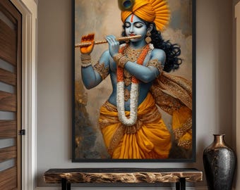 Krishna hinduistischer Kunstdruck: Spirituelles Mandala - Individueller Download