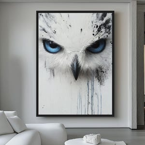 White Owl Abstract Art Digital Print, Owl Wall Art, Owl Print, Owl Painting, Owl Art, Owl Decor, Bird Art, Wildlife Art, Abstract Wall Art