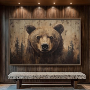Grizzly Bear Art Print: Rustic Wildlife Painting (Digital Download)