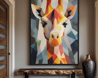 Geometric Giraffe Art Print – Abstract Wildlife Poster (Digital Download)