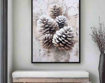 Pine Cone Print, Winter Forest Abstract Art (Digital Download)