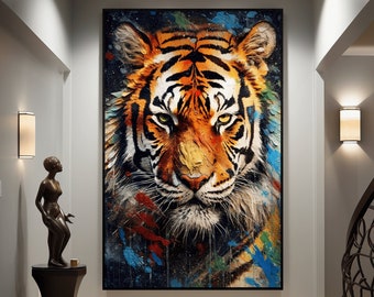 Framed Tiger Poster: Colorful Animal Wall Art