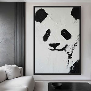 Panda Art Print: Minimalist Black and White Animal Poster (Digital Download)
