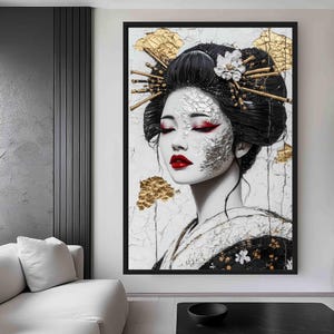 Geisha Modern Art Framed Canvas, Geisha Wall Art, Geisha Art, Japanese Wall Art, Japanese Art, Japandi Wall Art, Asian Art Print, Wall Art