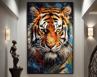 Colorful Tiger Painting: Modern Animal Wall Art (Digital Print)