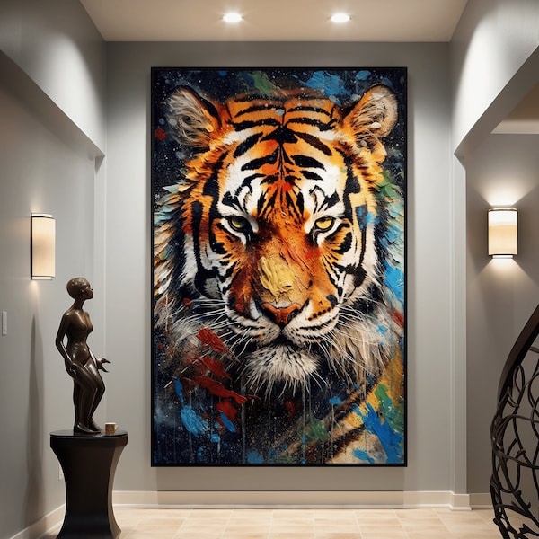 Tiger Painting Digital Print, Tiger, Tiger Painting, Tiger Wall Art, Tiger Print, Animal Print, Colorful Wall Art, Tiger Wall Decor, Animal