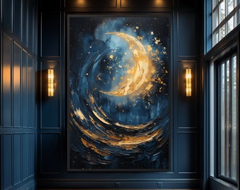 Abstract Moon Art Print: Modern Celestial Wall Decor (Digital Download)