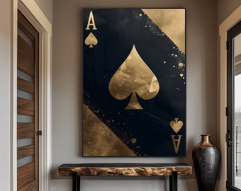 Ace of Spades Framed Poster: Black and Gold Poker Card Art