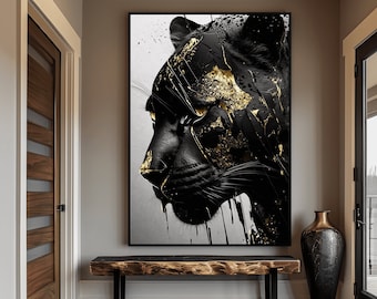 Black Panther Framed Poster: Abstract Gold Accent Wall Art