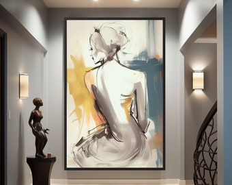 Woman Line Art Framed Poster: Abstract Female Figure