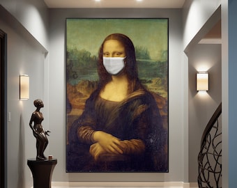 Mona Lisa in Mask Framed Poster: Modern Wall Art