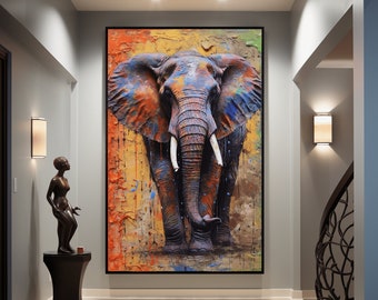 Abstract Elephant Art Print: Colorful Animal Wall Decor (Digital Download)