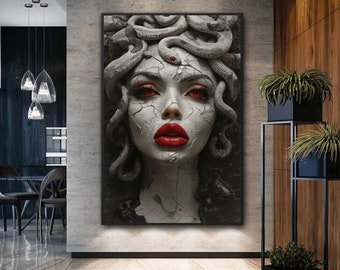 Medusa Gorgon Framed Poster: Abstract Greek Mythology Wall Art
