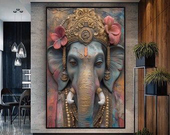 Ganesha Digital Print, Ganesha, Ganesha Wall Art, Ganesha Painting, Ganesha Print, Ganesha Wall Decor, Hindu God, Hindu Wall Art, Home Decor