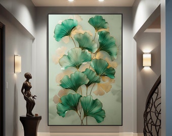 Ginkgo Leaves Abstract Framed Art: Botanical Wall Decor