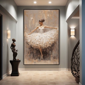 Framed Ballerina Painting: Modern Ballet Art Print