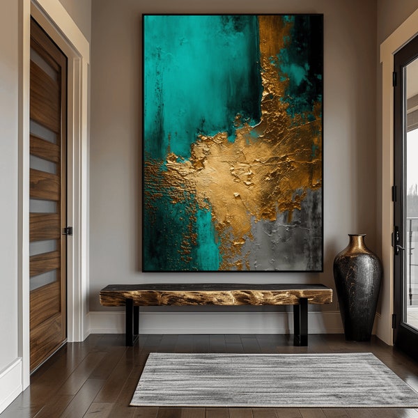 Teal Gold Abstract Digital Print, Teal Abstract Art, Teal Wall Art, Teal Wall Decor, Gold Wall Art, Gold Wall Decor, Teal Gold Wall Art, Art